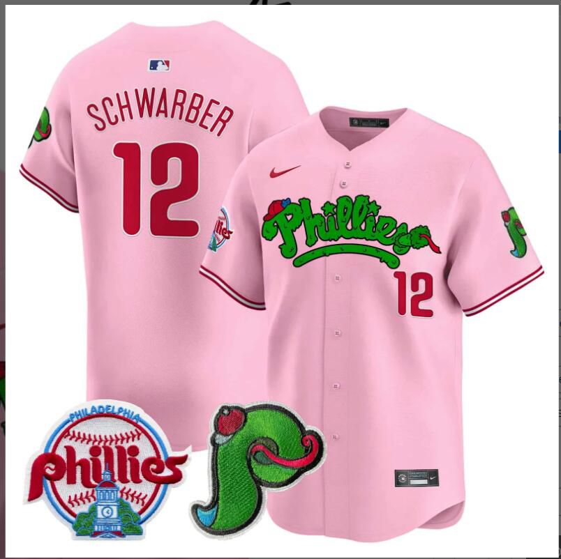 Men Philadelphia Phillies #12 Schwarber pink Limited 2024 MLB Nike jersey